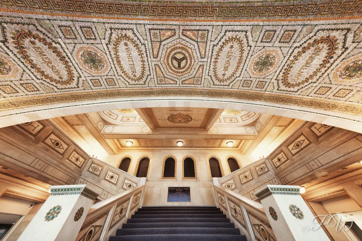 Grand staircase and Tiffany mosaics, Chicago Cultural Center